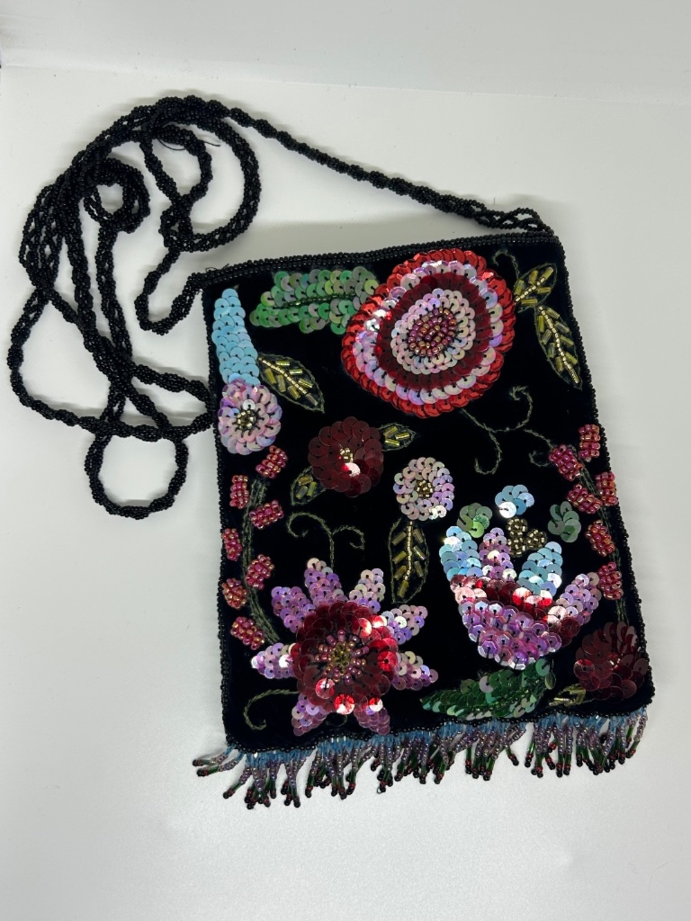 Vintage Beaded Sequin Crossbody Purse La Regale